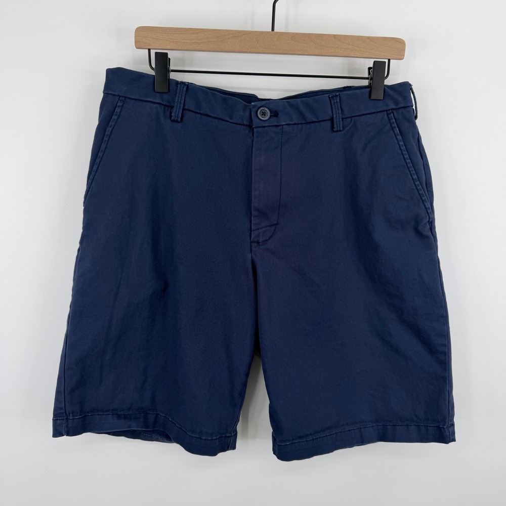 IZOD Saltwater Stretch Shorts Mens 32 Blue‎ Chino Flat Front 10" Inseam